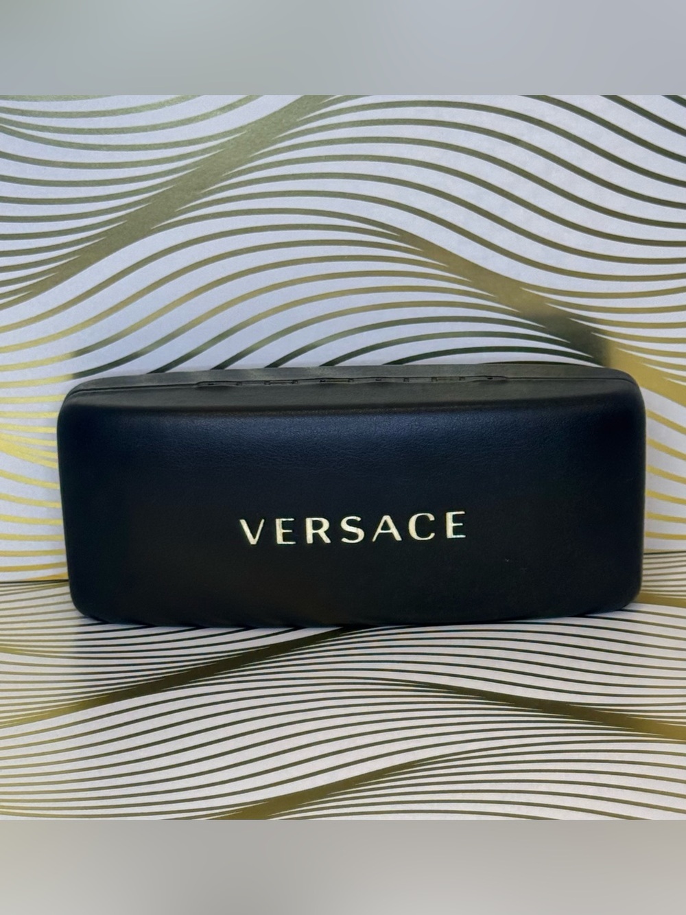 Versace Black Hardshell Eyewear Case with Gold Logo